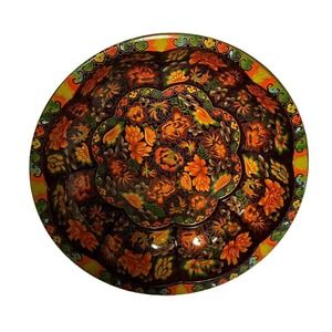 Vtg Daher Decorated Ware 1971 Enameled 10" Large Metal Bowl England Fall Colors